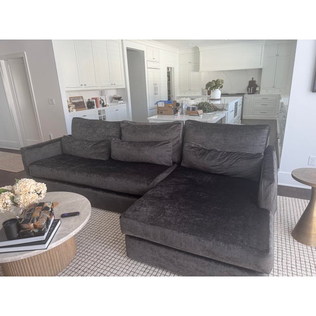 Arhaus Arhaus Kipton 105” Wide-Arm Two-Over-Two Sofa | Banks Midnight | Professionally Enhanced Cushions For Sale - Image 4 of 6