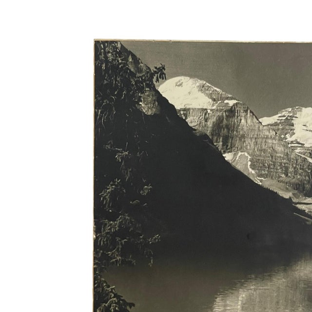 Vintage Black and White Lake Louise & Victoria Glacier Photograph, Alberta Landscape Print For Sale In Seattle - Image 6 of 10