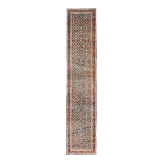 Antique Senneh Persian Runner With All-Over Design in Earthy Tones 3'1 X 15'8 For Sale