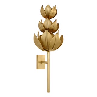 Julie Neill for Visual Comfort Signature Alberto Extra Large Three Tier Sconce in Antique-Burnished Brass For Sale