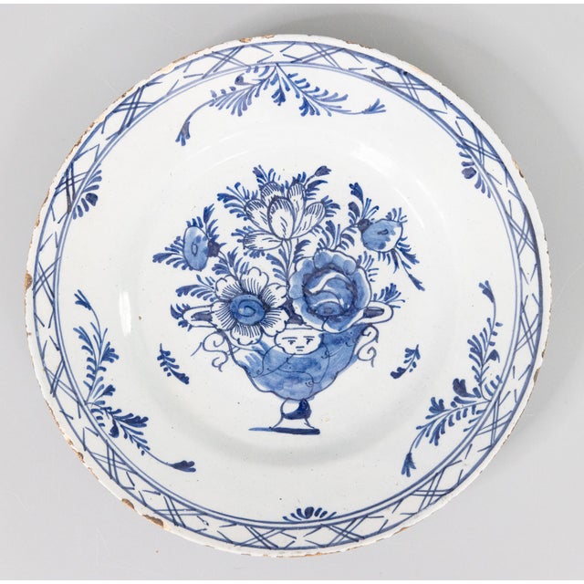 Antique 18th Century Dutch Delft Faience Floral Plate For Sale In Houston - Image 6 of 6