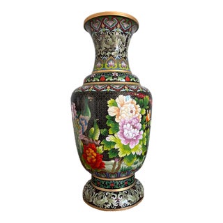 Monumental Mid-Century Phoenix and Peony Floor Vase For Sale