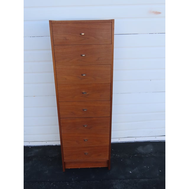 Mid Century Danish Modern Tall Narrow Lingerie Jewelry Chest 6628 For Sale - Image 4 of 15