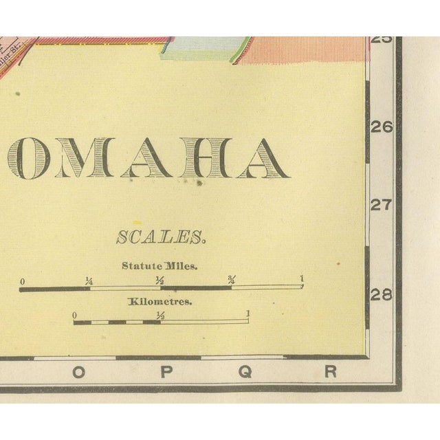 Antique Map of Omaha with Union Stock Yards from Rand McNally, 1899 For Sale - Image 3 of 12