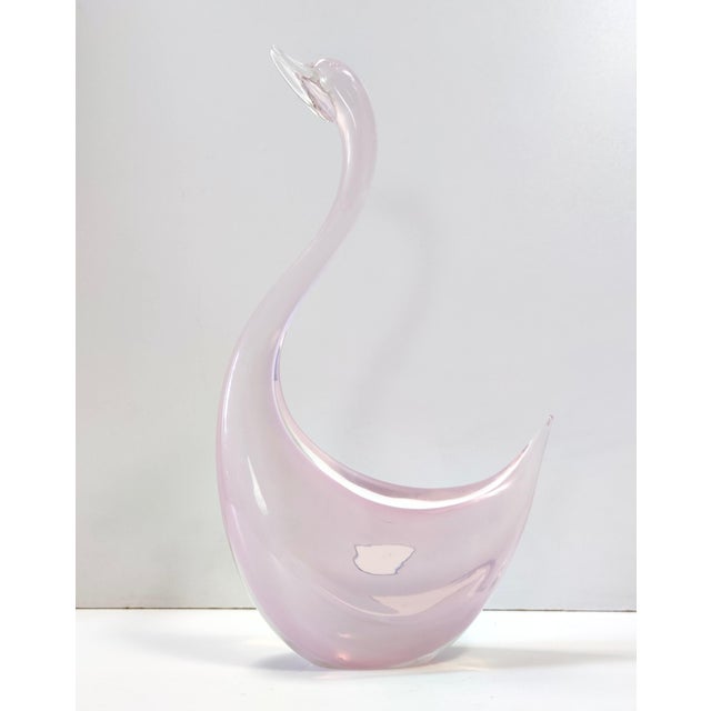 Pink Vintage Italian Pink Sommerso Murano Glass Swan by Elio Raffaeli, 1980s For Sale - Image 8 of 18