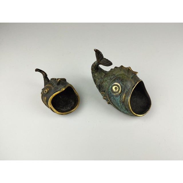 Metal Mid-Century Bronze Fish Ashtrays by Walter Bosse, 1950s, Set of 2 For Sale - Image 7 of 10