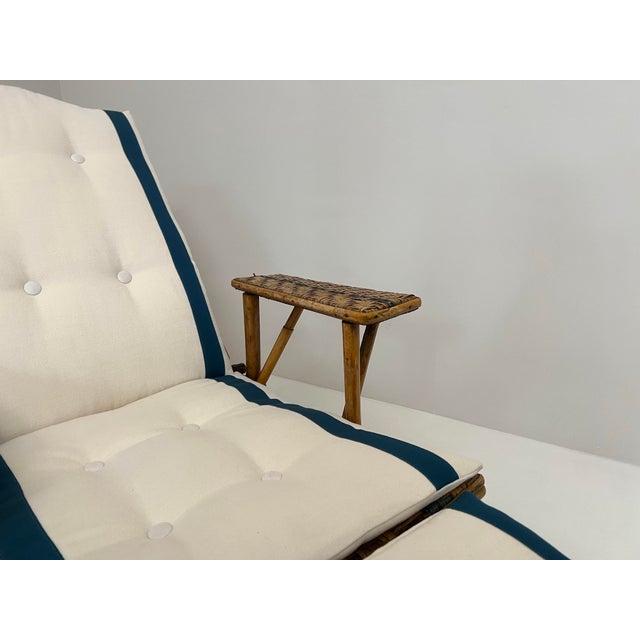 1940s Vintage Rattan and Bamboo Chaise Lounge, 1940s For Sale - Image 5 of 10
