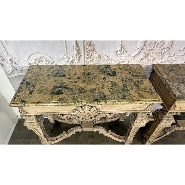 Pair of French Baroque Louis XIV Style Console Tables For Sale - Image 15 of 18