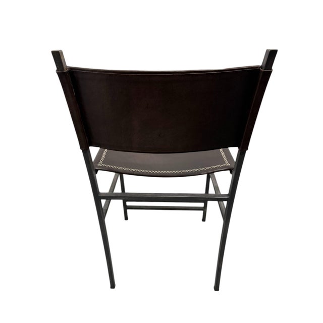 Early 21st Century Sol & Luna Brown Leather and Iron Counter Stool, Showroom Sample For Sale - Image 5 of 8