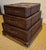 Late 20th Century Stacking Luggage-Form Leather & Woven Rattan Side Table Chest For Sale - Image 10 of 11
