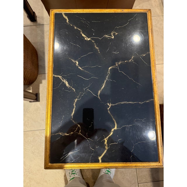 English Mahogany and Gilt Console/Side Table With Faux Marble Top For Sale - Image 3 of 13