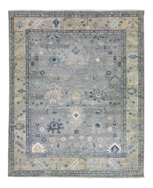 Gray Modern Oushak Style Handmade Floral Motif Oversize Wool Rug