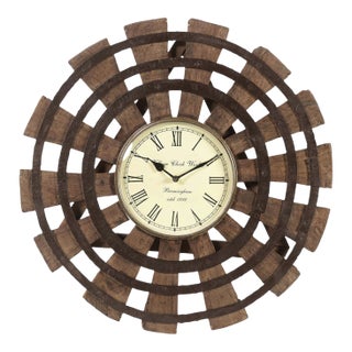 Large Reclaimed Wood Wall Clock | Rustic Wheel Decor for Living Room | Unique Housewarming Gift | Handmade Nautical Coastal Art Piece For Sale