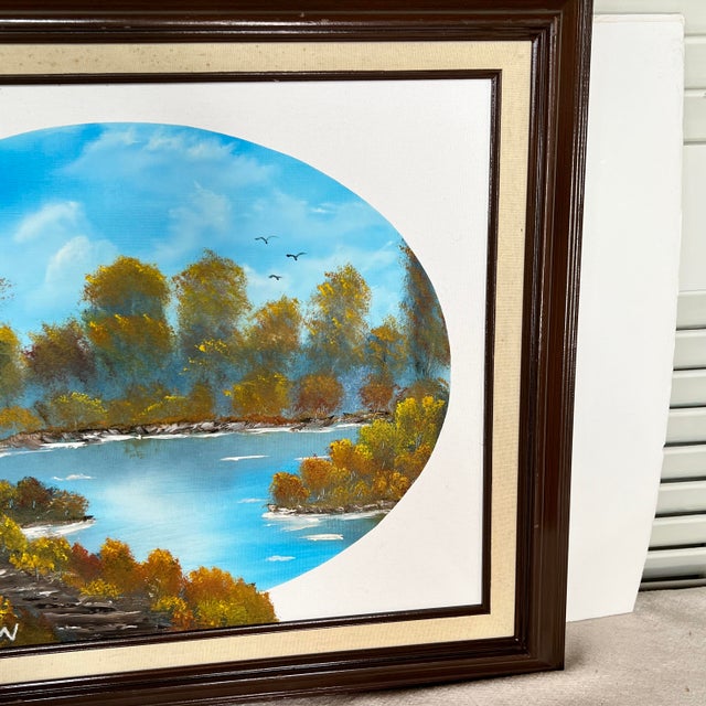 Textile Original Art Lakeside Fall Landscape. For Sale - Image 7 of 10