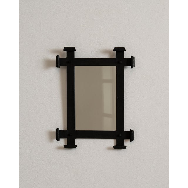 Mid 20th Century France Black Iron Mirror For Sale In Greensboro - Image 6 of 7