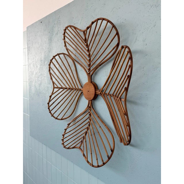 Wood Vintage Bamboo Flower Wall Decor Decoration, 1970s For Sale - Image 7 of 11