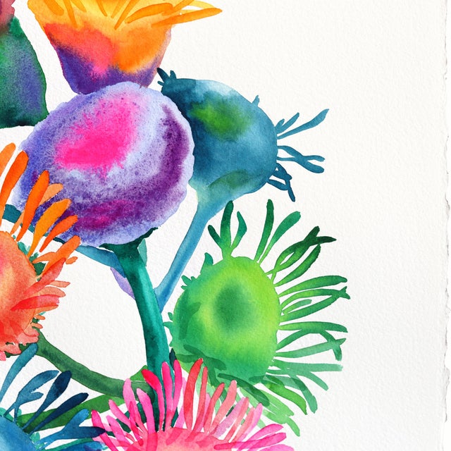 2020s Rainbowland Bluemink - Original Abstract Floral Watercolor Art by Xiao Wen Xu For Sale - Image 5 of 6