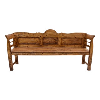 Pine Camel Back Bench or Settle, Hungary, Circa 1890 For Sale