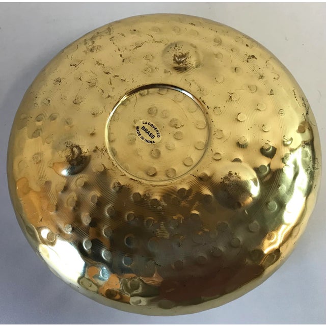Metal Vintage Brass Hammered Bowl Planter For Sale - Image 7 of 8
