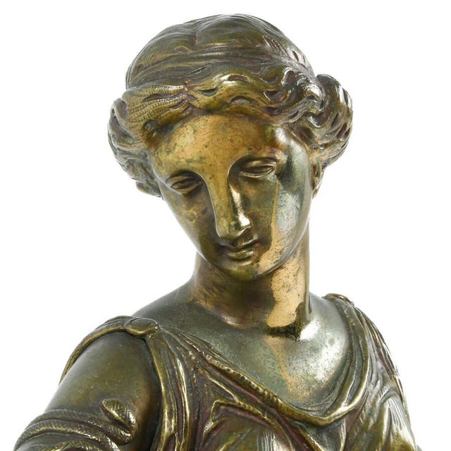 Antique Classical Bronze Woman Reading Plato Statue After Jean-Jacques Pradier For Sale In Greensboro - Image 6 of 9