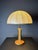 Midcentury oak and brass Austrian table lamp, mushroom shade, 1960s-1970s. This lamp is in great vintage condition with...