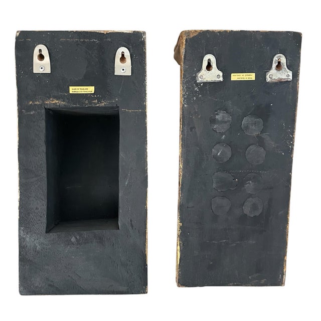 Set of 2 Solid Wood Gold Gilt Hand Carved Corbels Wall Bracket Shelves For Sale In San Francisco - Image 6 of 6