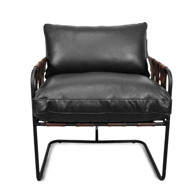 Modern Leather Strap Easy Chair For Sale - Image 3 of 9