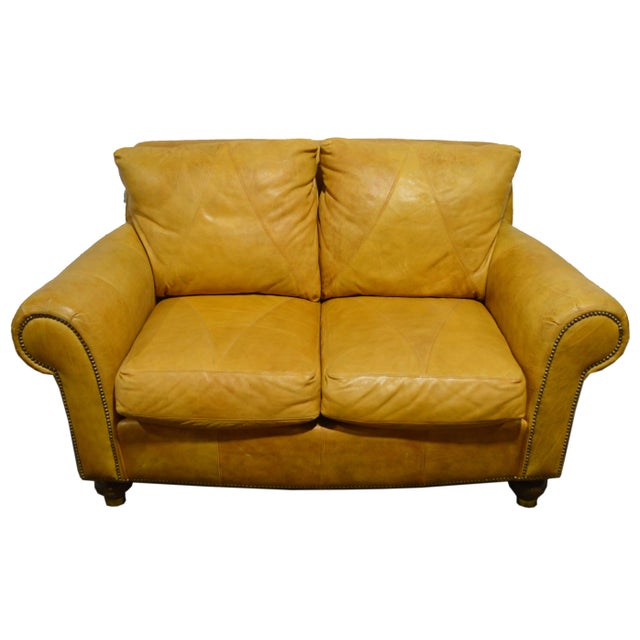A fine vintage Ferguson Copeland leather sofa / loveseat C. 1980's/1990's. The sofa has a Ralph Lauren look, however we...