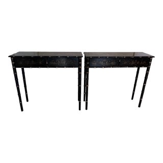 Pair of Hand Painted Chinoiserie Console Tables For Sale