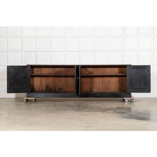 circa 1870 Monumental 19thC English Ebonised Pine Dresser Base W265.5 x D38 x H84 cm Internal shelf depth 31 cm Weight 64Kg