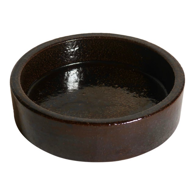 Vintage 1970s Hasle Bornholm Denmark Low Catch-All Stoneware Bowl Catch All For Sale