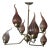 Handblown Red Murano Glass Flame-Tip Brass Chandelier For Sale