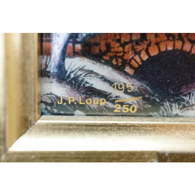 Wood Late 20th Century Jean Betourne Limoges Enamel on Copper Winter Farmhouse Landscape Scene For Sale - Image 7 of 10