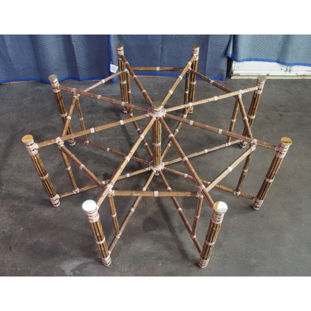 McGuire McGuire Mid Century Modern Octagonal Bamboo Dining Table & 8 Target Back Chairs For Sale - Image 4 of 18