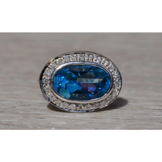 Contemporary The Bayner: Ladies 14K Topaz and Diamond Cocktail Ring For Sale - Image 3 of 10