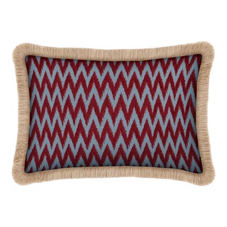 Palais Double Sided Outdoor Cushion Rosita Ice & Bordeaux X Michelle Ice, 20x12 Inch For Sale