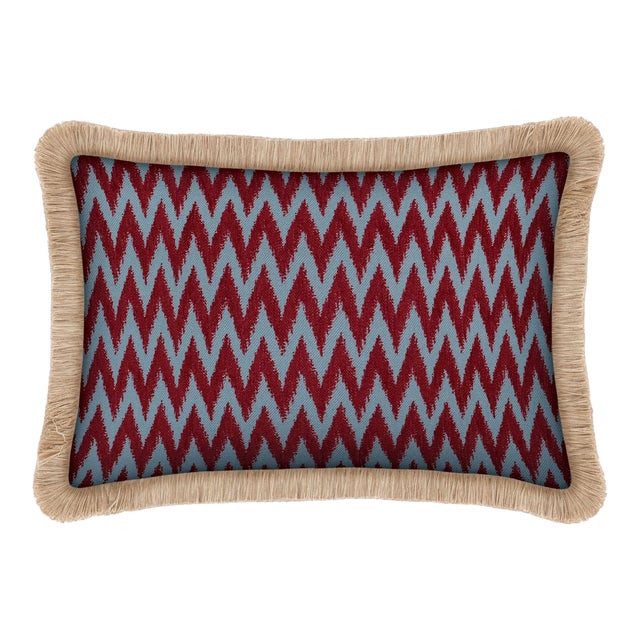 Palais Double Sided Outdoor Cushion Rosita Ice & Bordeaux X Michelle Ice, 20x12 Inch For Sale