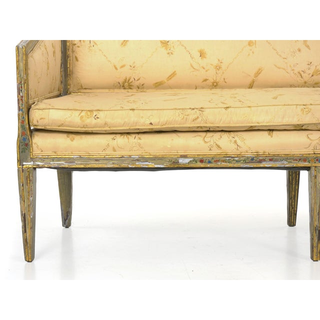 Italian Neoclassical Gray Polychrome Painted Settee Sofa Canape