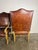 Wood Pair of Mid-20th Century Italian Carved Armchairs With Leather Upholstery For Sale - Image 7 of 9