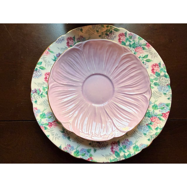English 1950s Shelley English Bone China "Oleander" Shape Floral Chintz Teacup Trio - 3 Pieces For Sale - Image 3 of 6