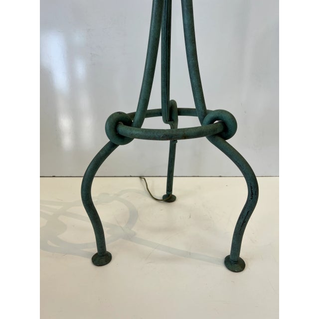 Metal 1980's Brutalist Lamp With Verdis Gris Finish For Sale - Image 7 of 8