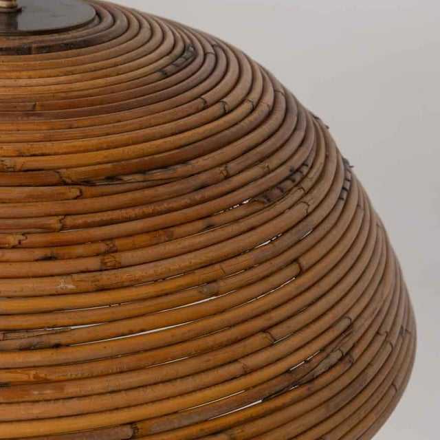 1960s Large Italian Rattan Dome Pendant Light For Sale - Image 11 of 13