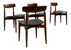 Teak Wood Black Leather Dining Chairs by H.W. Klein for Bramin, Denmark, 1960s, Set of 4