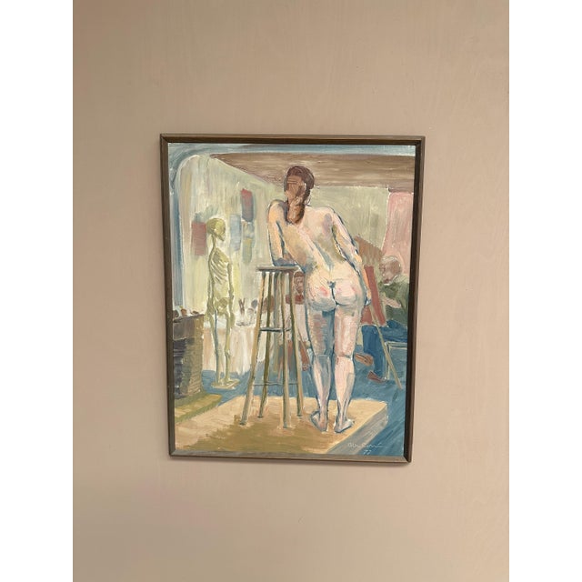 Olle C, Female Model in the Studio, 1977, Oil Painting on Canvas, Framed For Sale - Image 10 of 18