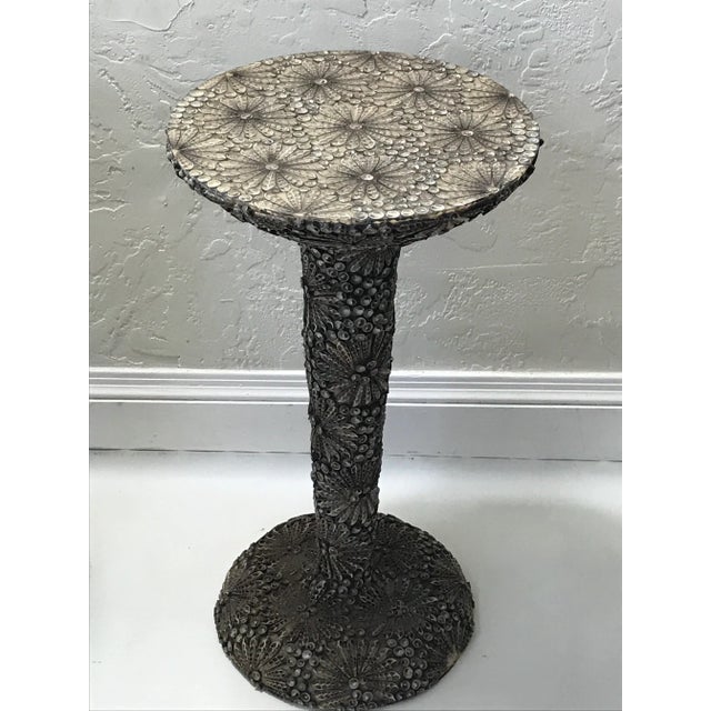 A fantastic set of handcrafted Tony Duquertte style sea shell encrusted pedestals in resin and sea shell. Made expertly...