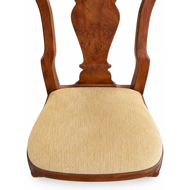Mid 20th Century Set of 4 Vintage Queen Anne Style Burl Wood Dining Chairs For Sale - Image 5 of 7