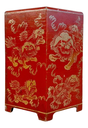 Late 19th Century Chinese Lacquer Six Sided Brush Pot