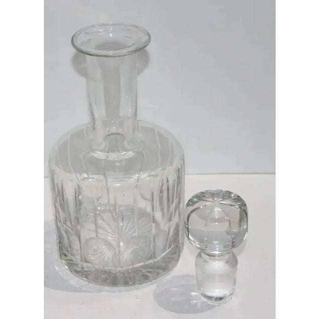 Mid-Century Modern Lead Crystal Decanter With Bourbon Liquor Tag For Sale - Image 3 of 10