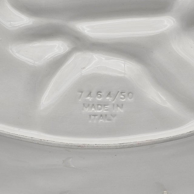 Italian Della Robbia Style Angels Oval Wall Platter 19.5" Glazed Relief Fruit For Sale - Image 12 of 14