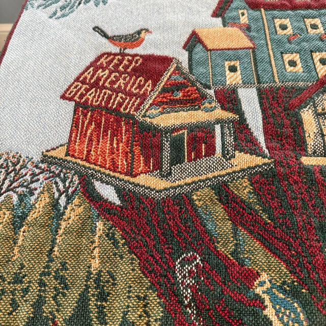 Late 20th Century Bob Timberlake America the Beautiful Birds & Tree Woven Tapestry Blanket For Sale - Image 5 of 10